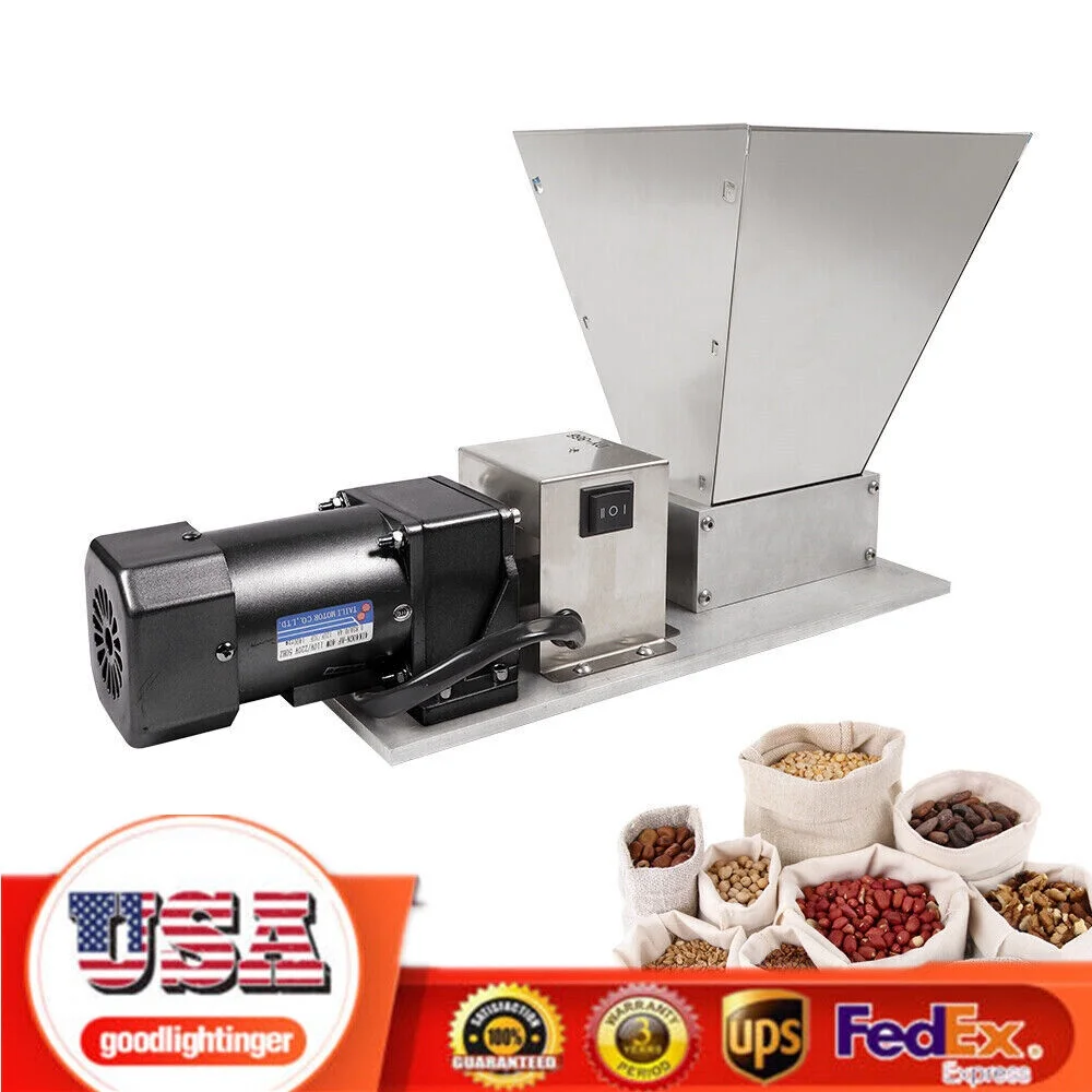 Malt Mill Electric Grain 60W  Rice Corn Grain Coffee Wheat Feed Mill Wet / Dry Cereals Grinder Mill 110V Homebrew Barley Multi-functional Grinder Malt Crusher 2 Roller w/ 4 Hopper Adjustable Roller