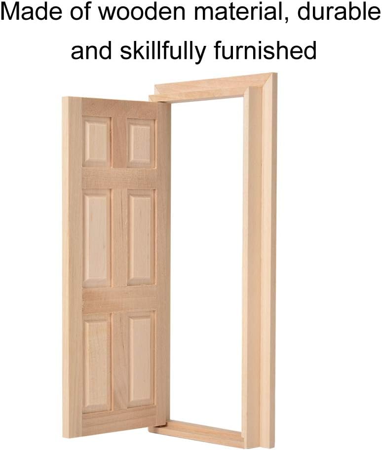 1:12 Doll House Mini Wooden Door, DIY Hollow Wooden Door Set Simple Styling 1: 12 for Dollhouse Living Room for Your Interior Model