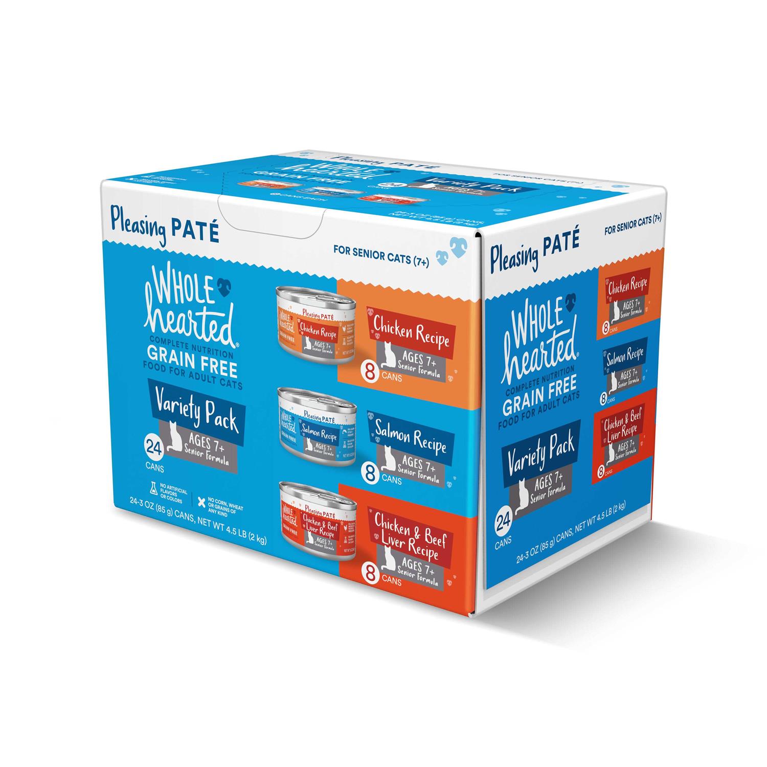 WholeHearted Grain Free Senior Wet Cat Food Pate Variety Pack - Pet Supplies online store