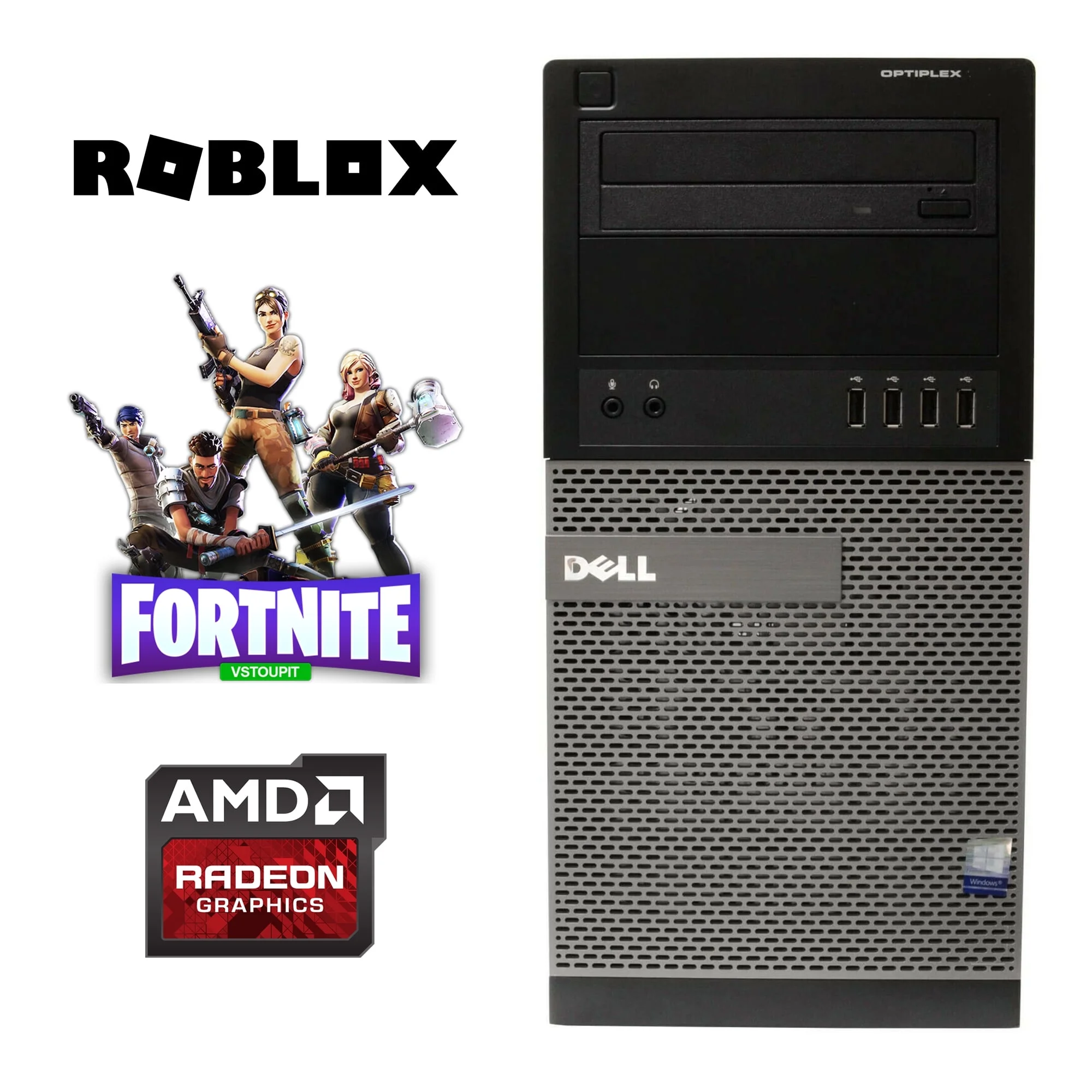 Dell OptiPlex 7010 Gaming Computer PC, Intel i5 Quad Core Gen 3, with Radeon Graphics, 8GB DDR3 RAM, 256GB SSD + 2TB HDD, WiFi, Windows 11 (Used - Like New) (Roblox Ready) - Curated Treasures Market