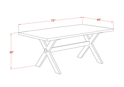 East West Furniture X-Style 7 Piece Kitchen Set Consist of a Rectangle Table with X-Legs and 6 Light Grey Faux Leather Parson Dining Chairs, 40x72 Inch, X097FO244-7