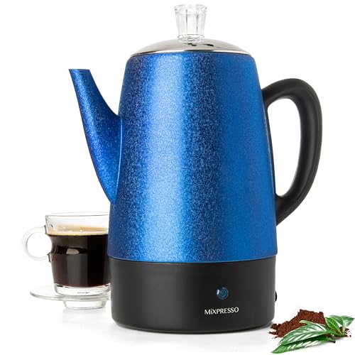 Mixpresso Percolator Coffee Pot Electric 10 Cup, Stainless Steel Coffee Maker, Coffee Percolator Electric With Keep Warm Function, 10 Cups Stainless Steel Percolator With Coffee Basket