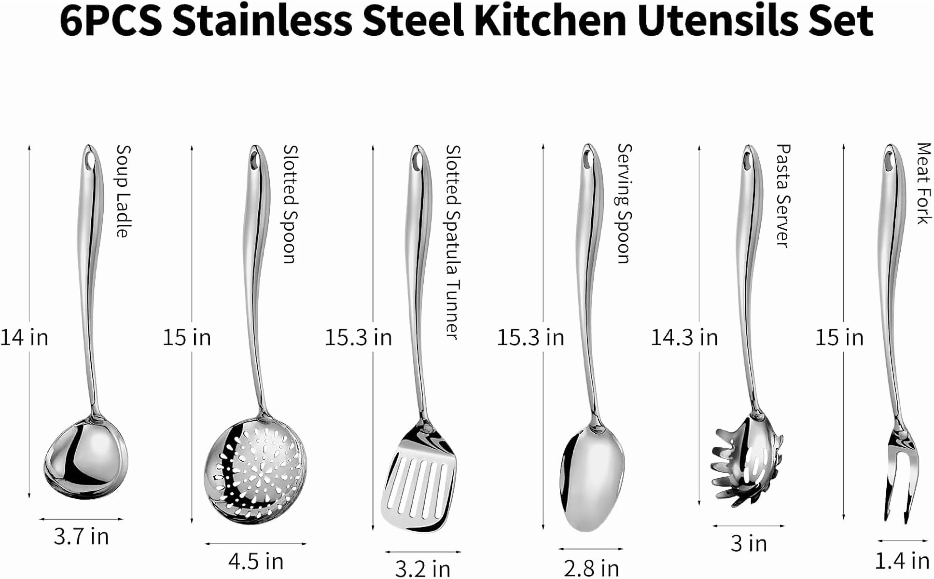 304 Stainless Steel Matte Kitchen Utensils Set, 11 Pcs Long Metal Cooking Utensils Set, Gold Cooking Utensils Set, Dishwasher Safe