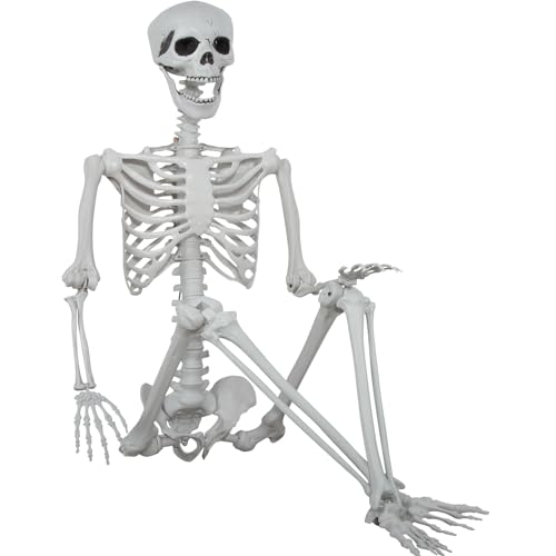 5.9ft Halloween Life Size Skeleton Realistic Full Body Skeletons Plastic Human Bones with Movable Joints for Halloween Props Spooky Party Decoration
