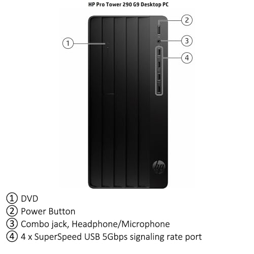 HP Pro Business Desktop, Windows 11 Pro, Intel Core 4-core Processor, HDMI, VGA, Ethernet, DVD Slot, 8 USB Type-A, WiFi 5 & Bluetooth (32GB RAM, 512GB SSD)