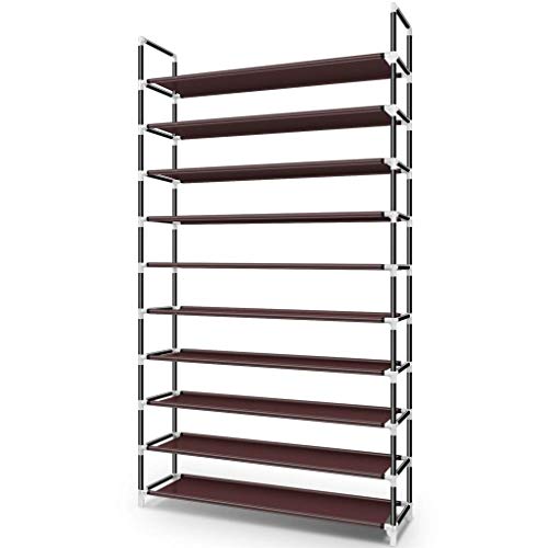 Awenia Shoe Rack 6 Tier, Durable and Stable Metal Shoe Organizer 30 Pairs Space Saving Shoe Tower Shoe Shelf for Closet Entryway Hallway, Non-Woven Fabric, Brown