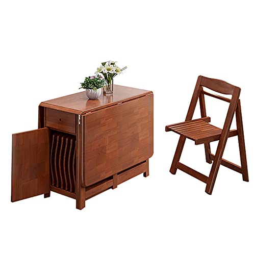 Folding Table And Chairs,Drop Leaf Extension Dining Table With 4 Chairs,Solid Wood Dining Table Set For 4,Farmhouse Folding Dining Tables For Small Spaces Kitchen Island(Table and 4 chairs, White)