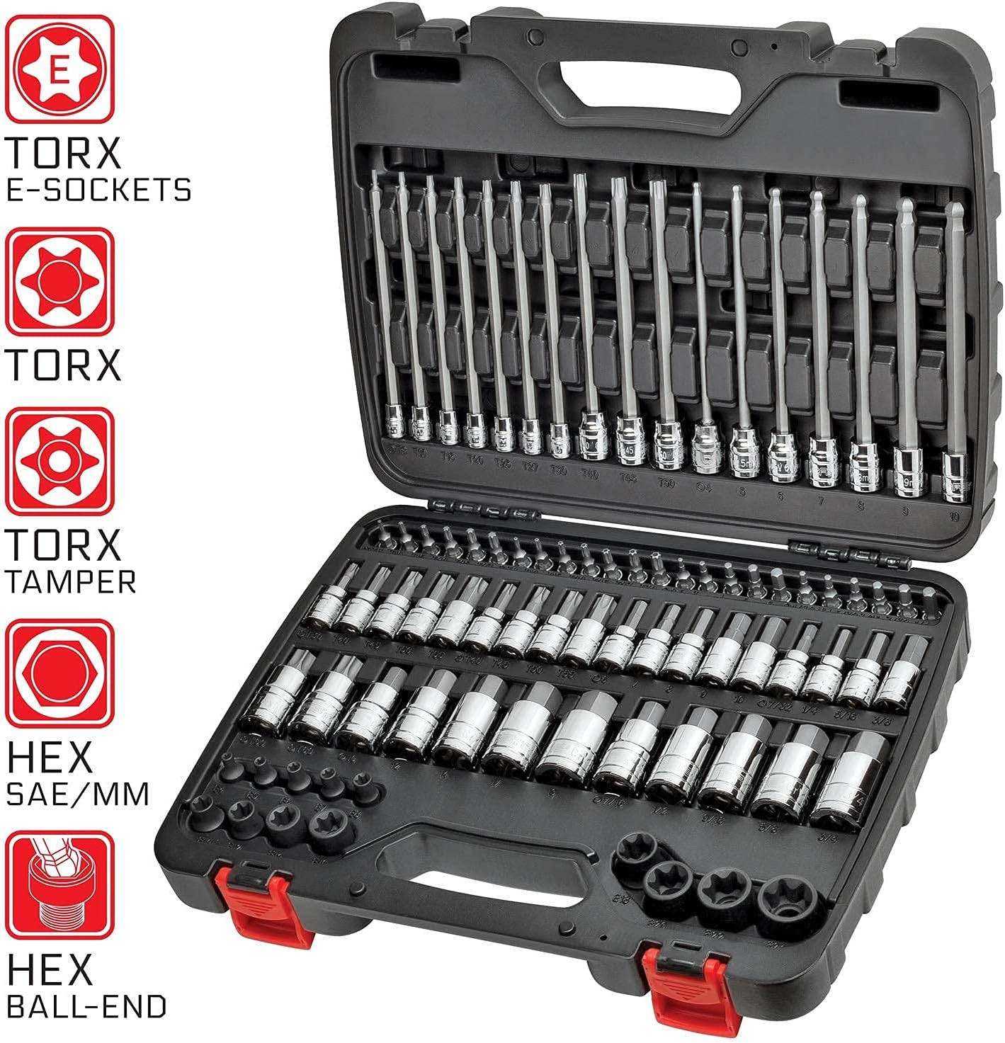 CARBYNE Master Hex & Torx Bit Socket Set, 84 Piece | SAE & Metric, S2 Steel Bits | 1/4, 3/8 & 1/2 Drive