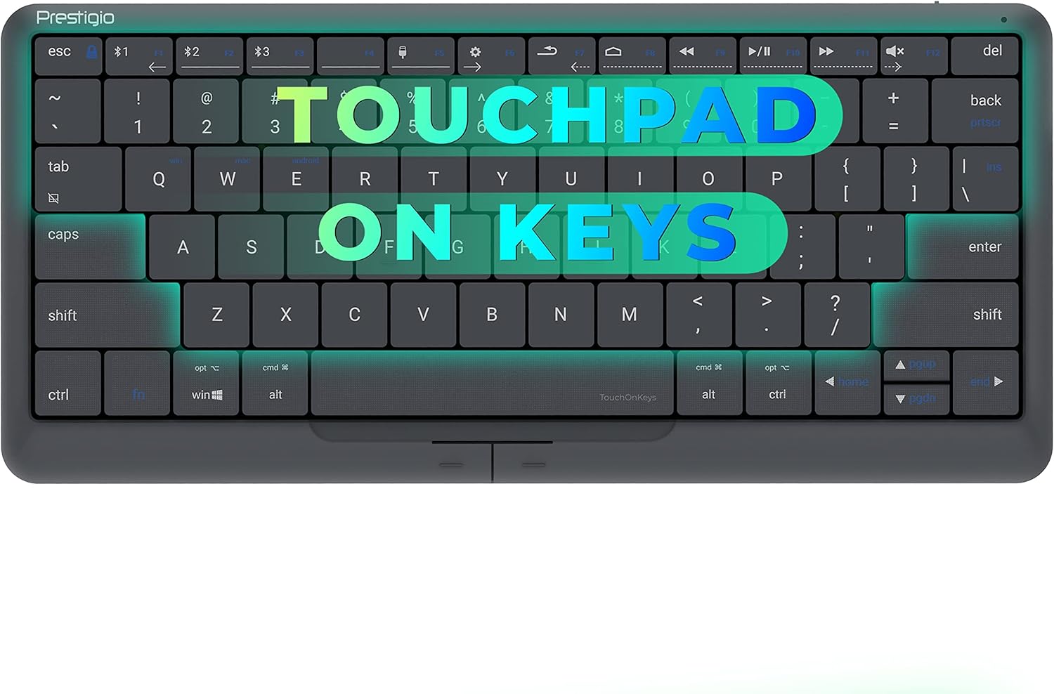 Click & Touch 2 - Smart Bluetooth Wireless Keyboard with Touchpad Embedded Into Keys | Auto-Switch Between Keyboard and Touchpad Modes | Multi-Device Rechargeable Keyboard with Phone App