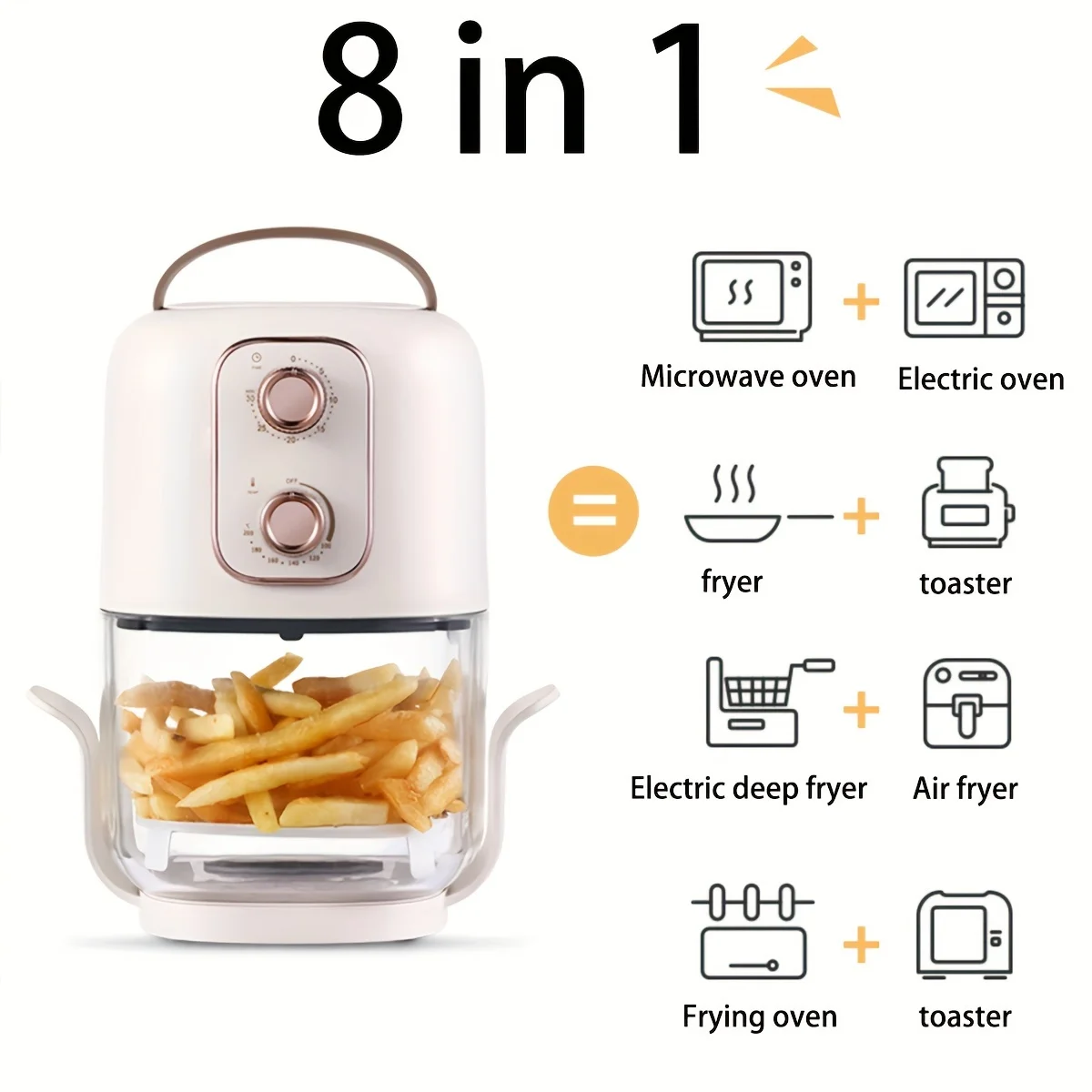 Air Fryer  2.4-quart 7-in-1 Air Fryer  Multi-function Visual Air Fryer  Quick And Easy Cooking Range  Home Electric Fryer  Kitchen Appliances 680W
