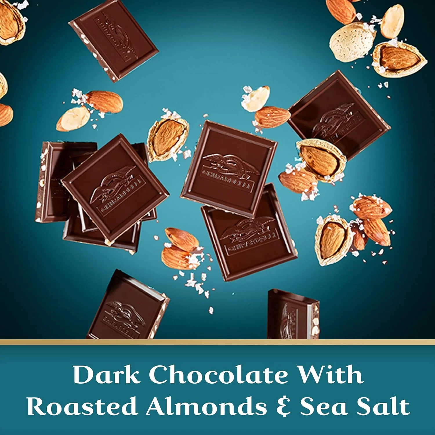 GHIRARDELLI Sea Salt Almond, Intense Dark Chocolate Bar, Valentine’S Day Chocolate Gifts, 3.5 Ounce Bar (Pack Of 6)
