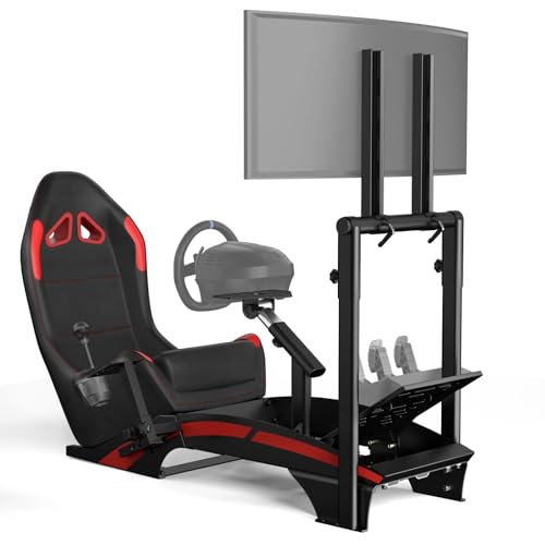 RACGTING Racing Simulator Cockpit with TV Monitor Stand for G920 G29 G923, Racing Simulator for Thrustmaster T248X T248 T300 T150 458 TX Xbox PS5 PS4 PC