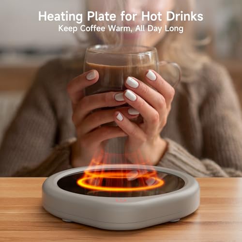 Coffee Mug Warmer, Cup Warmer for Desk with Auto Shut Off Smart Temperature Settings, Electric Beverage Tea Water Milk Heater for All Cups and Mugs, Heating Plate Candle Wax Warmer