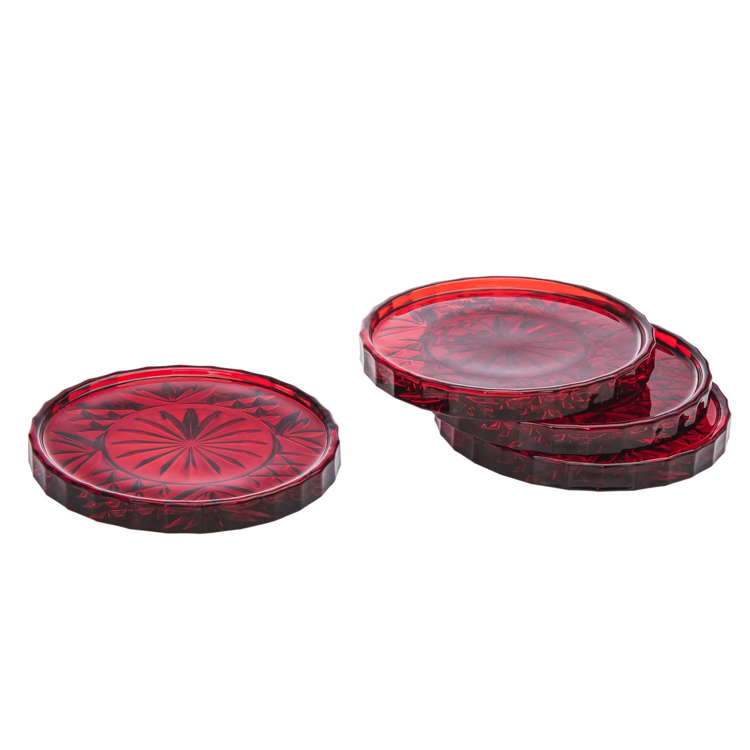 Dublin Crystal Red Coasters, Set of 4