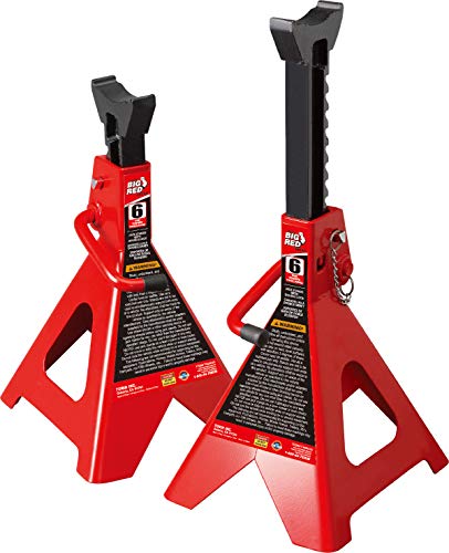 BIG RED T43202 Torin Heavy Duty Steel Jack Stands: 3 Ton (6,000 lb) Capacity Car Lifting Stand,1 Pair (Not Suitable for SUV,Truck)