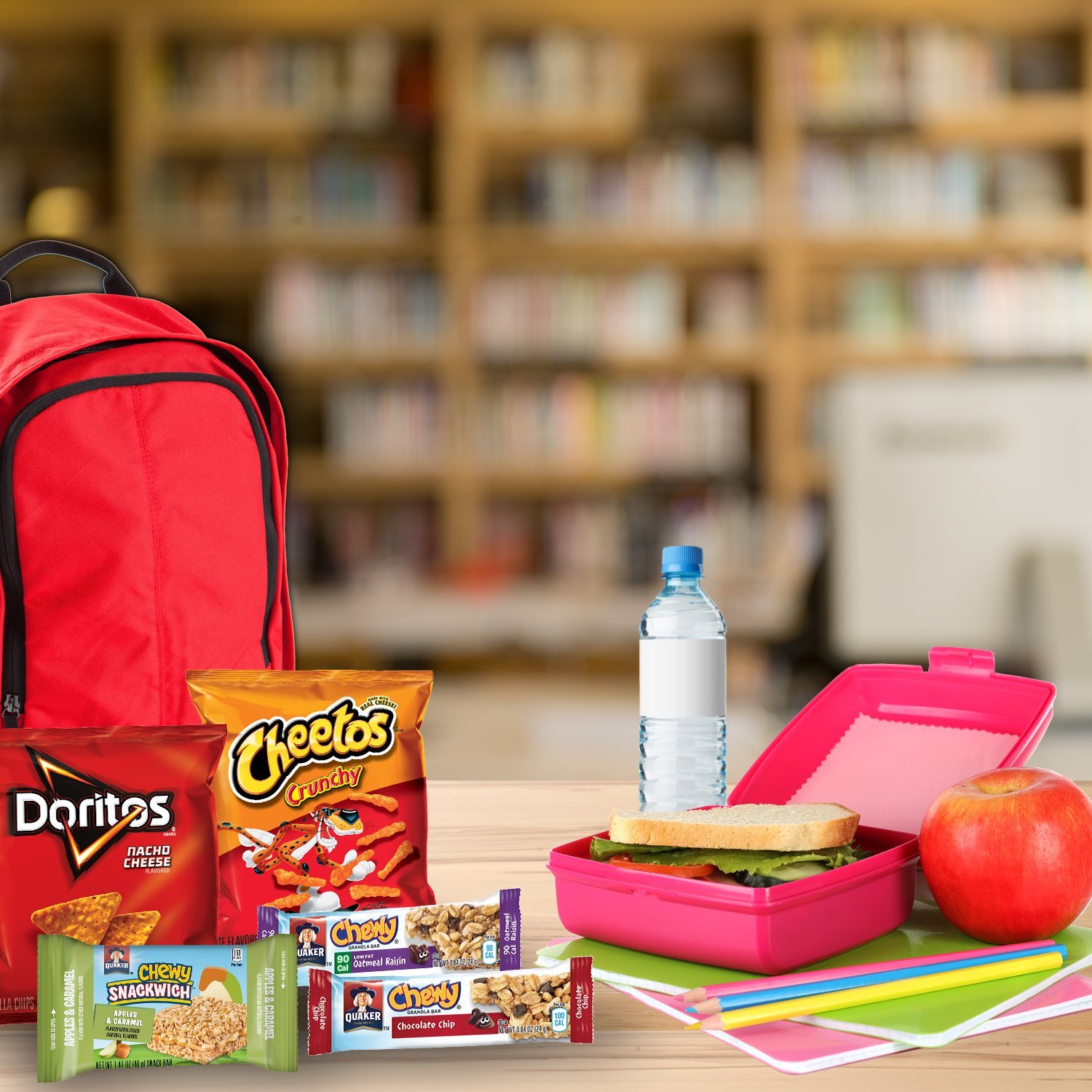 Frito-Lay and Quaker Lunch Box Builder, Variety Box of Chips, Snacks, and Chewy Bars, 50 Count Mix