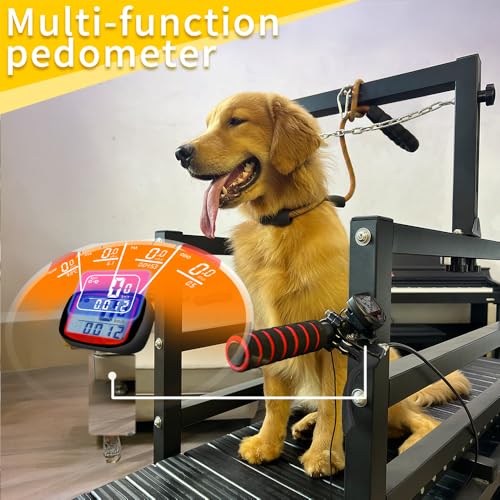 Dog Treadmill with Disc Brake, Resistance Adjustment, Paw-Friendly PE Slatmill & Speedometer - Heavy Duty Dog Treadmill for Large & Medium Dogs, Supports Up to 300 lbs, Easy to Move