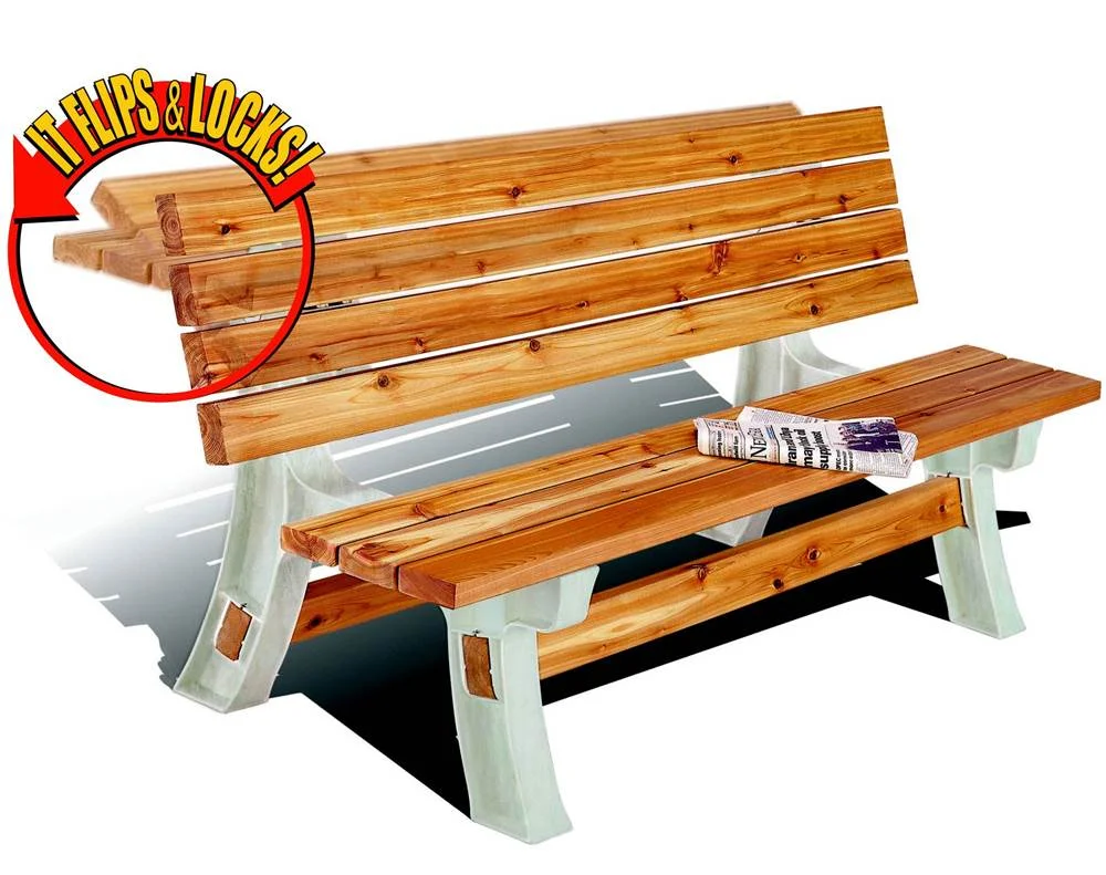 Sand Finish Do-It-Yourself Locking Flip Top Bench Picnic Table Kit