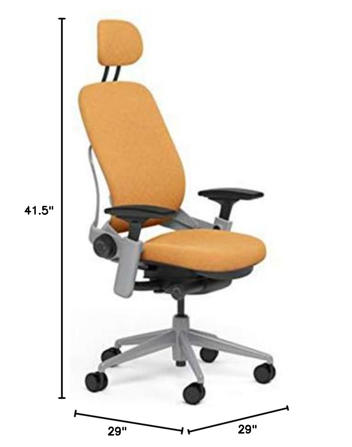 Steelcase Leap Chair in Buzz2 5G51 Sable Fabric with Headrest - 4-Way Highly Adjustable Arms - Platinum Frame and Base - Standard Carpet Casters