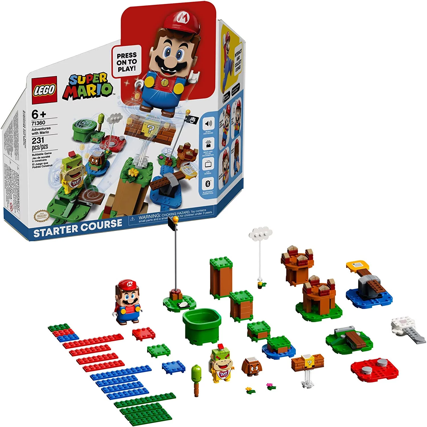 LEGO Super Mario Adventures with Mario Starter Course 71360 Building Kit, Interactive Set Featuring Mario, Bowser Jr. and Goomba Figures (231 Pieces)