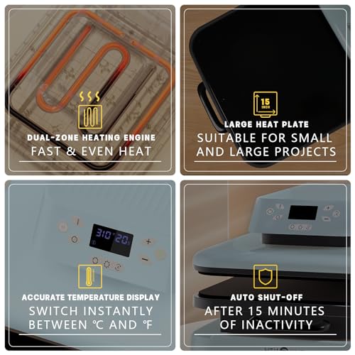 HTVRONT Auto Heat Press Machine for T Shirts - 15x15 Smart T Shirt Press Machine with Auto Release - Professional Heat Press for Sublimation, Vinyl, Heat Transfer Projects