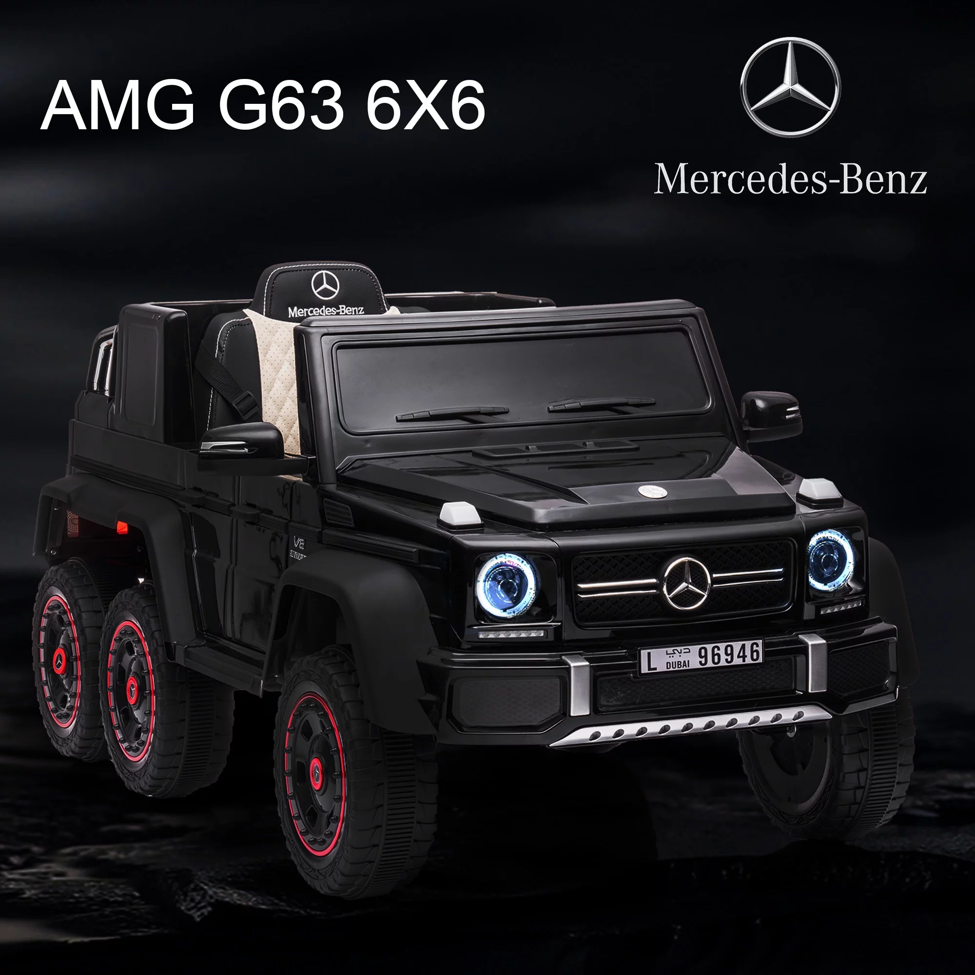 Licensed Mercedes Benz G63 24V Ride On Cars, 200W Powerful Motors Electric Truck with Remote Control, MP3 Player, Soft Seat, 6 Wheels Drive, Kids Battery Powered Ride On Toys for Boys Girls, Red