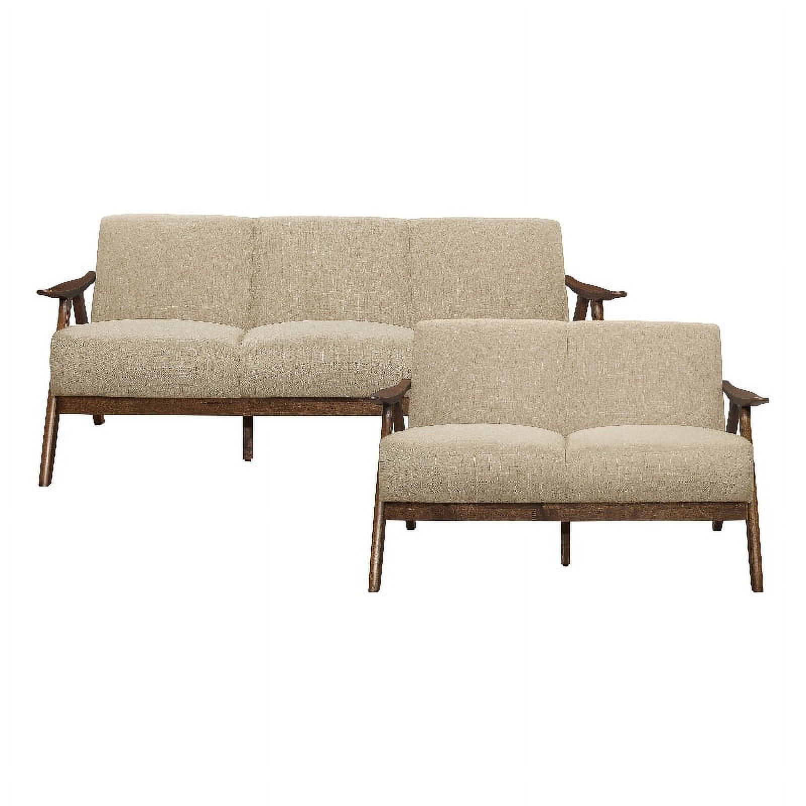 Lexicon Damala Textured Fabric 2-Piece Upholstered Sofa Set in Light Brown