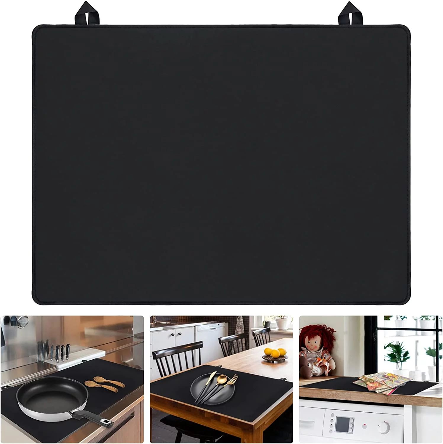 Stove Top Covers, 28.5x 20.5 inch Electric Stove Cover Mat, Ceramic Glass Cooktop Protector with 2 Hooks