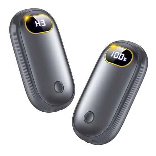 Electric Hand Warmers Rechargeable with Power Bank, LED Display, 17Hrs Warmth, Dual-Side 4 Levels Fast Heating Portable Pocket Heater for Hunting, Camping, Golf, Outdoor, Gifts for Women/Men