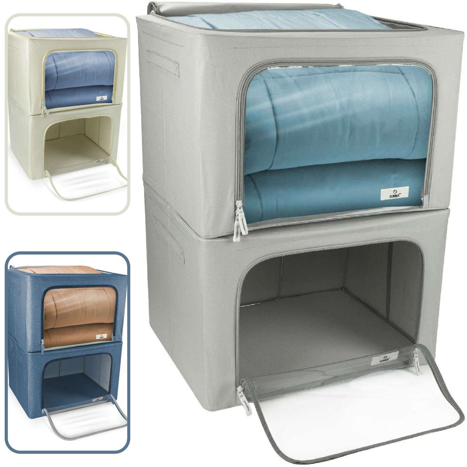 Stackable Clothes & Blanket Storage Bags - Underbed & Closet Organizer (2-Pack) for Bedroom, Living Room, Office