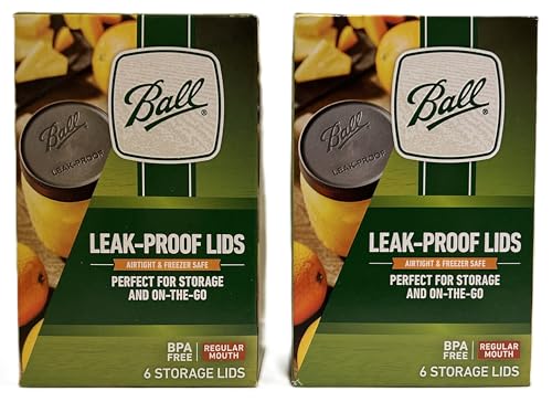 Ball Leak-Proof Plastic Lids for Glass Mason Jars, Used for Canning, Pickling, Juice, Jam, Jelly (Wide, 6 Count (Pack of 2))
