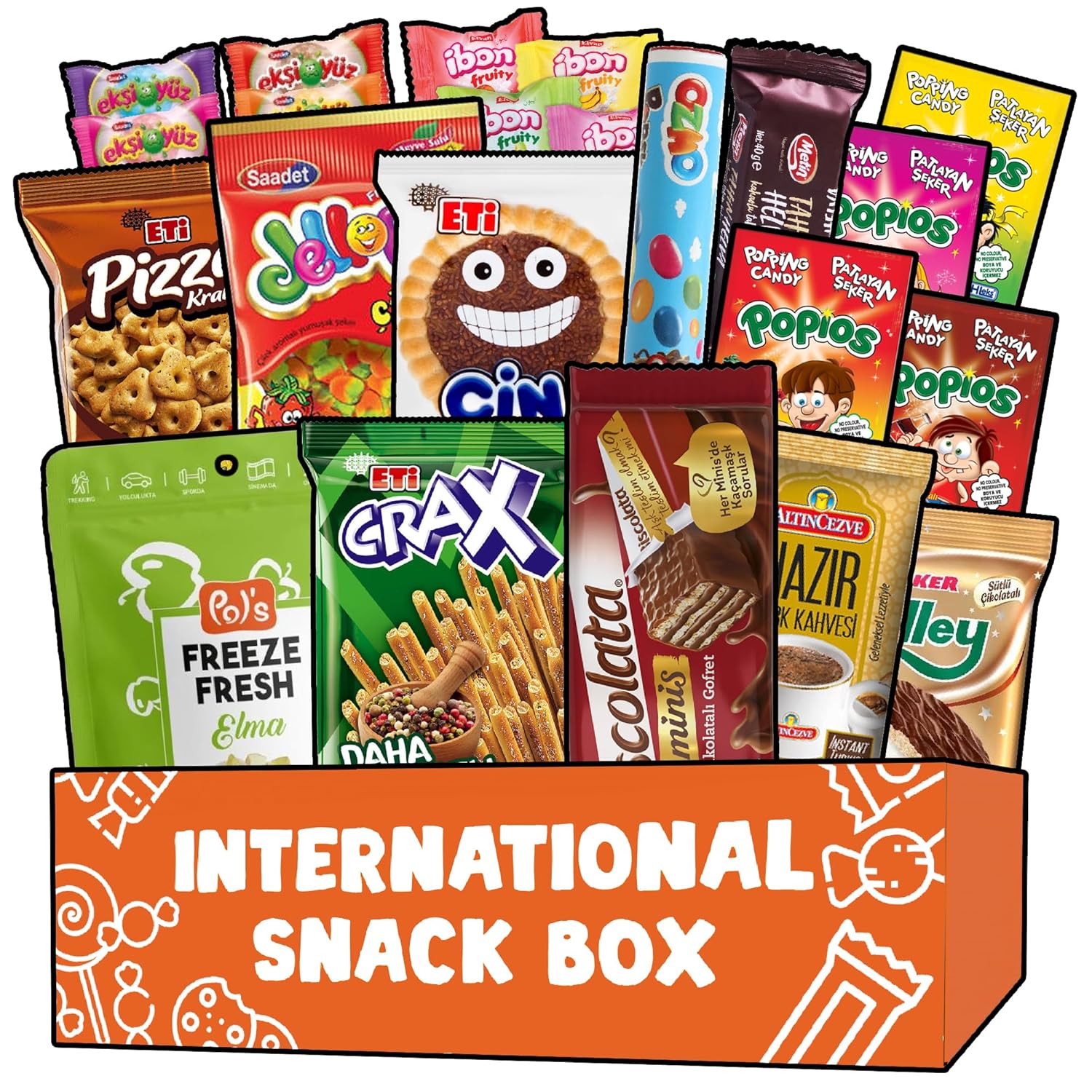 International Snack Box Variety Pack, 12 Different Snacks with 15+ Pieces Count Premium Foreign Rare Snacks and Candies, Sweet & Sour Candy Pack