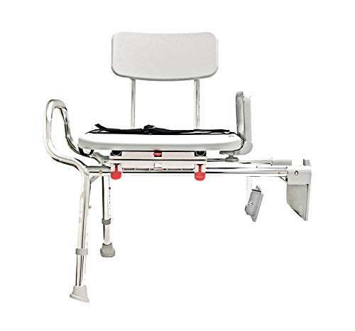Eagle Health Supplies Tub-Mount Swivel Sliding Shower Transfer Bench, 360 degree swivel, Grab Bar, Rust-Resistance, No Tool Assembly