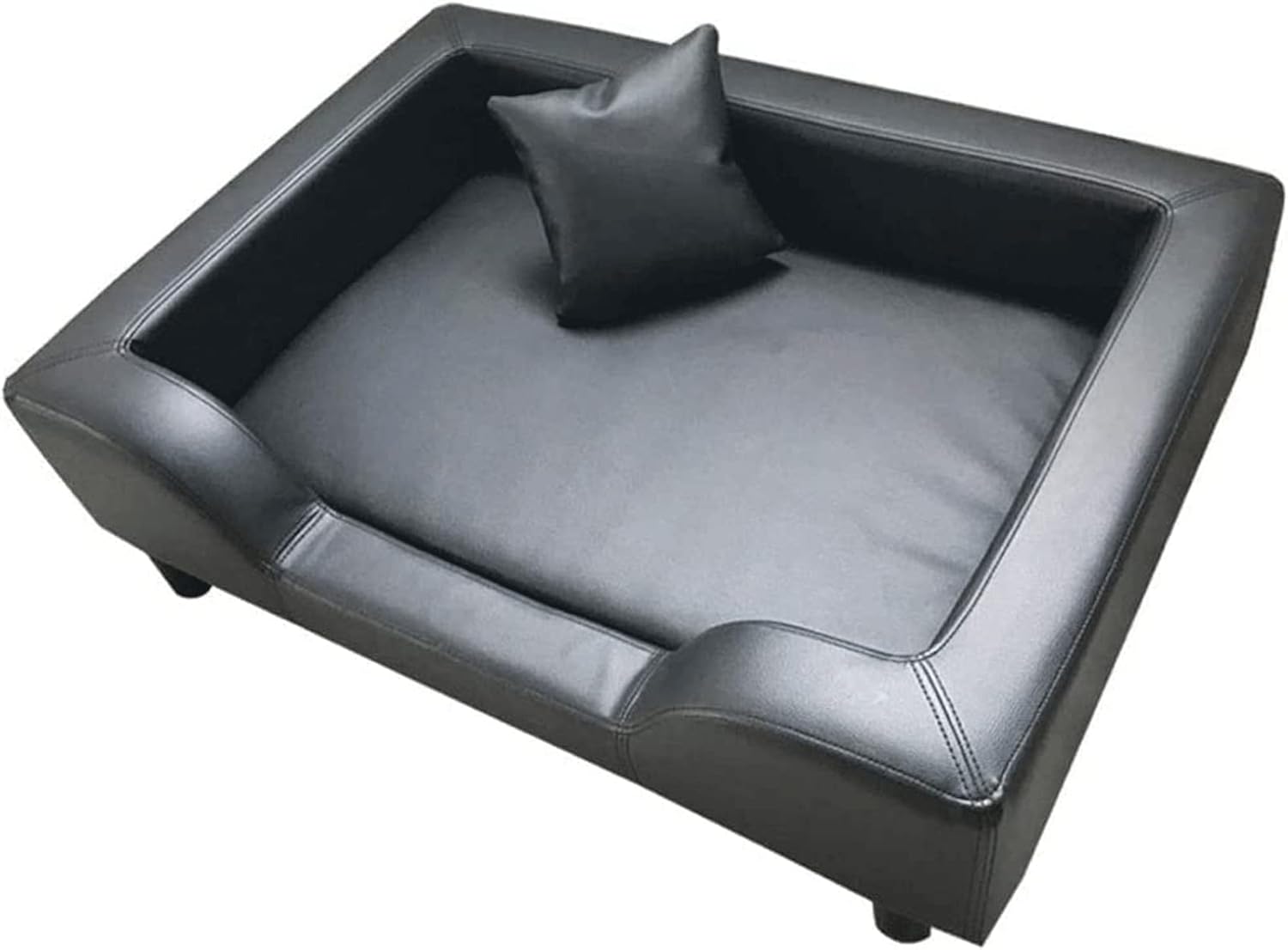 Dog Bed Waterproof and Dirt-Resistant Pet Bed High-Grade PU Leather Fashionable Pet Furniture Solid Wood Cat Bed Suitable for Cats Dogs Indoor