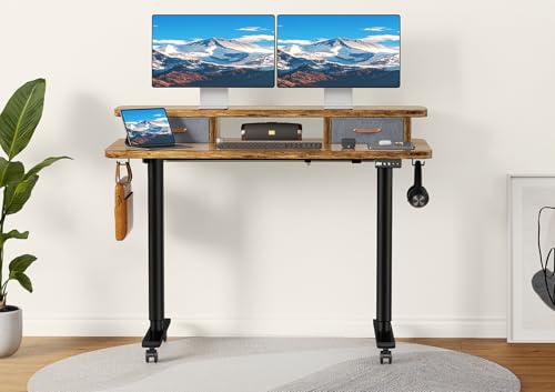Electric Standing Desk with Dual Drawers, 48