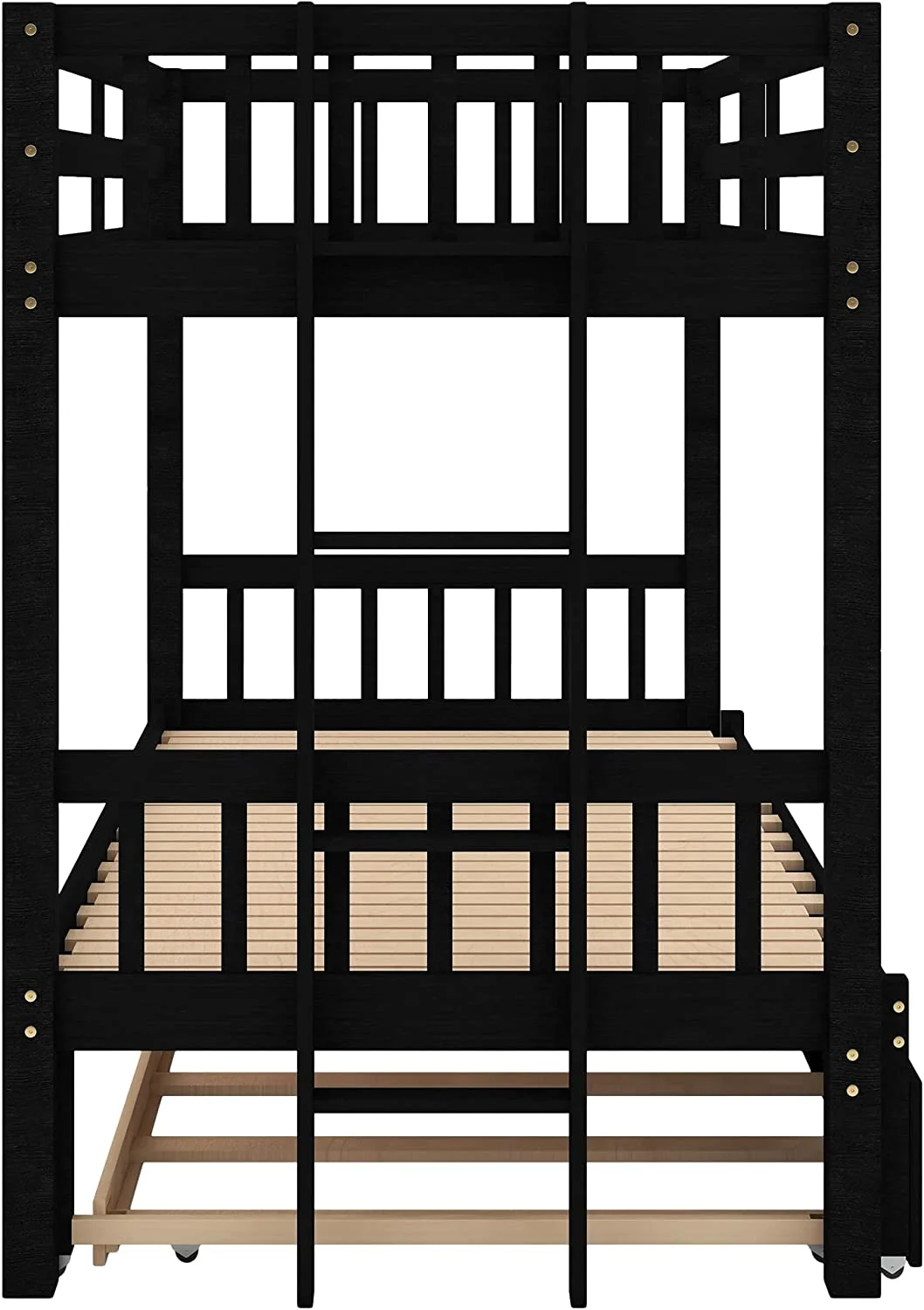 Over King With Trundle [Bunk Bed]S Over Pull-Out Bunk Beds, Solid Wood, No Box Spring Needed (Espresso)