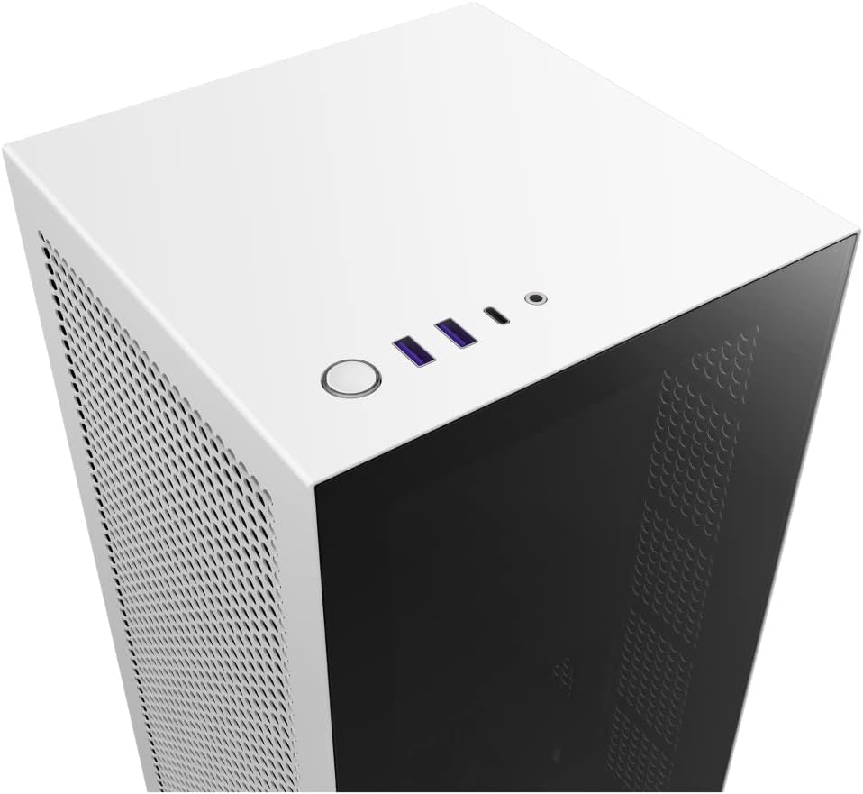 NZXT H510 Flow - CA-H52FW-01 - Compact ATX Mid-Tower PC Gaming Case - Perforated Front Panel - Tempered Glass Side Panel - Cable Management System - Water-Cooling Ready - White/Black