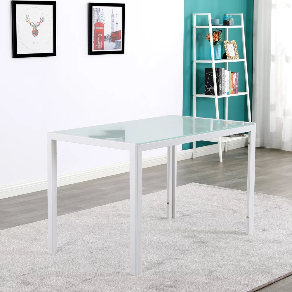 Topcobe Dining Table, Simple Assembled Tempered Glass Dining Table for Home Kitchen Living Room