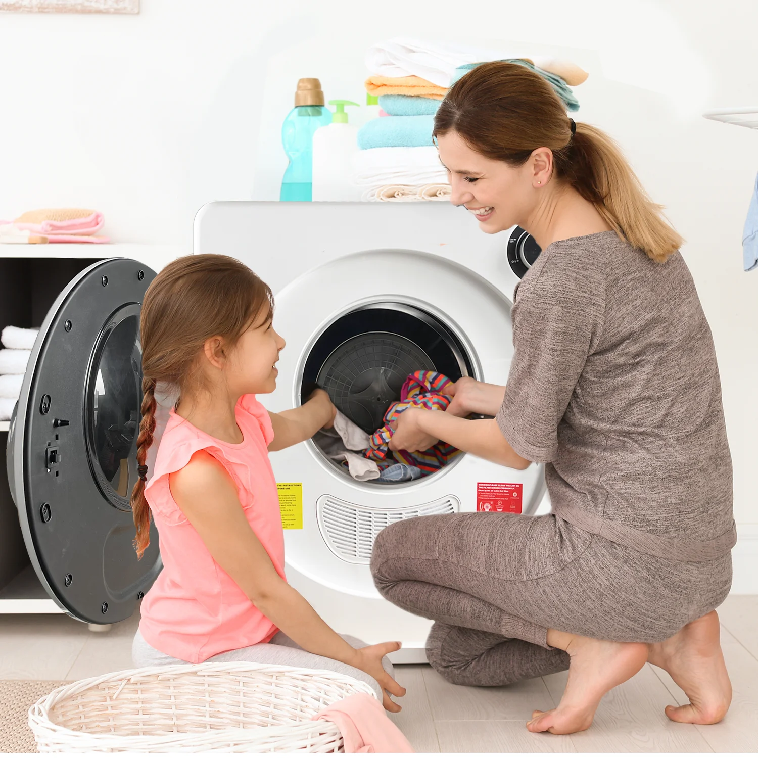 Erinnyees Electric Compact Laundry Dryer, 13.2 lbs Load Stainless Steel Portable Dryer With Exhaust Pipe, Mini Dryer for Apartments, Dorm, White