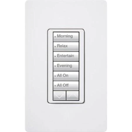 Lutron RRD-HN6BRL-WH CL RA2 6Brl HYB St Keypad