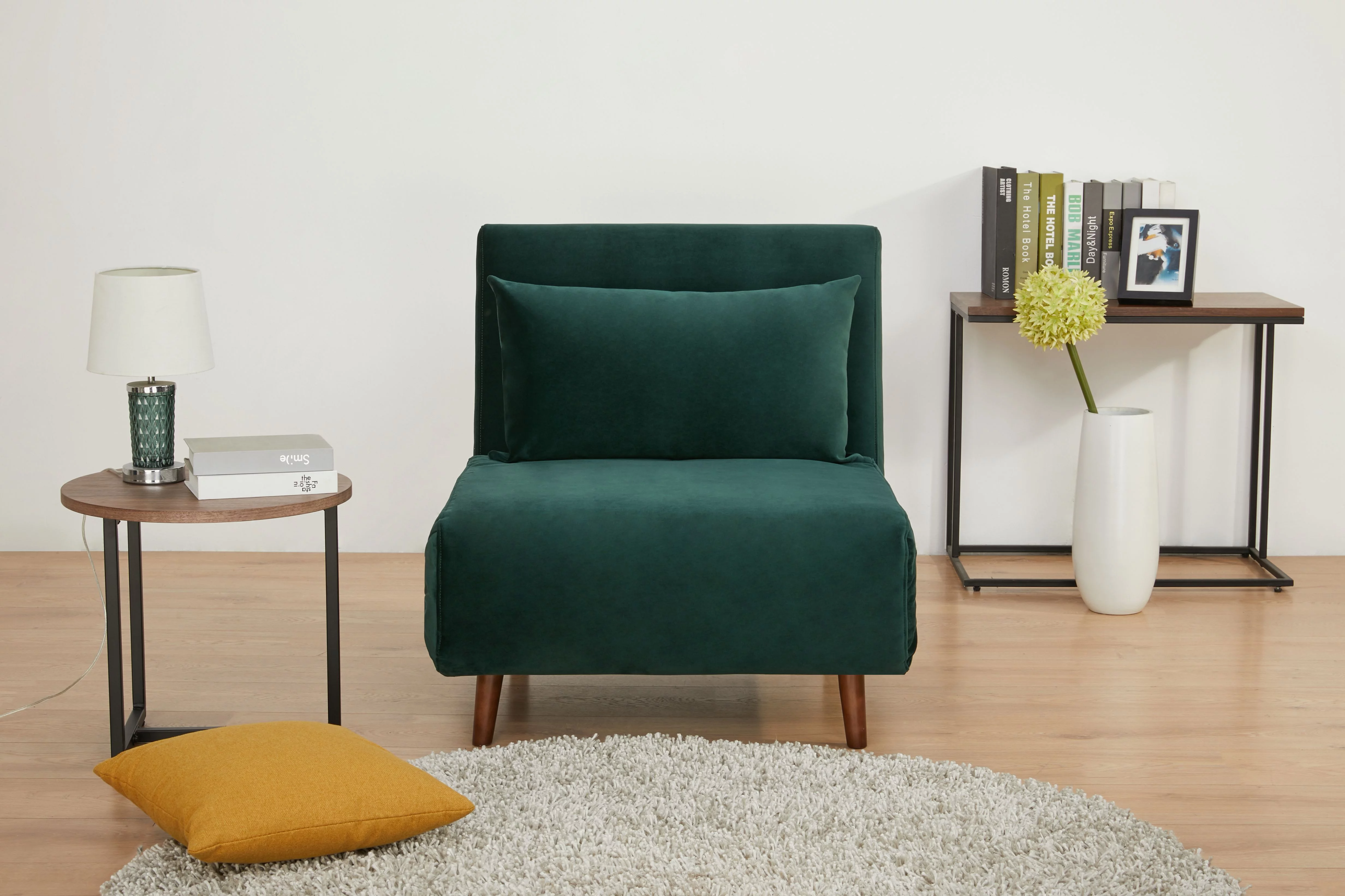 Artdeco Home Tustin Polyester Convertible Chair, Velvet Green
