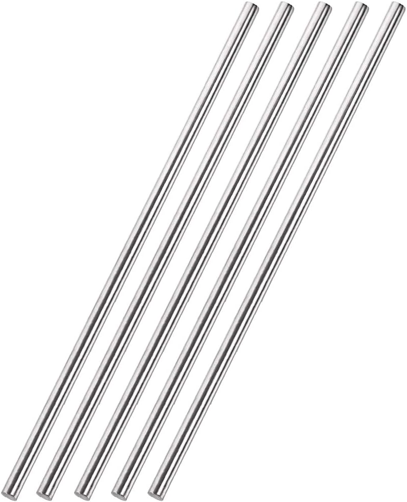uxcell 5mm x 300mm 304 Stainless Steel Solid Round Rod for DIY Craft - 5pcs