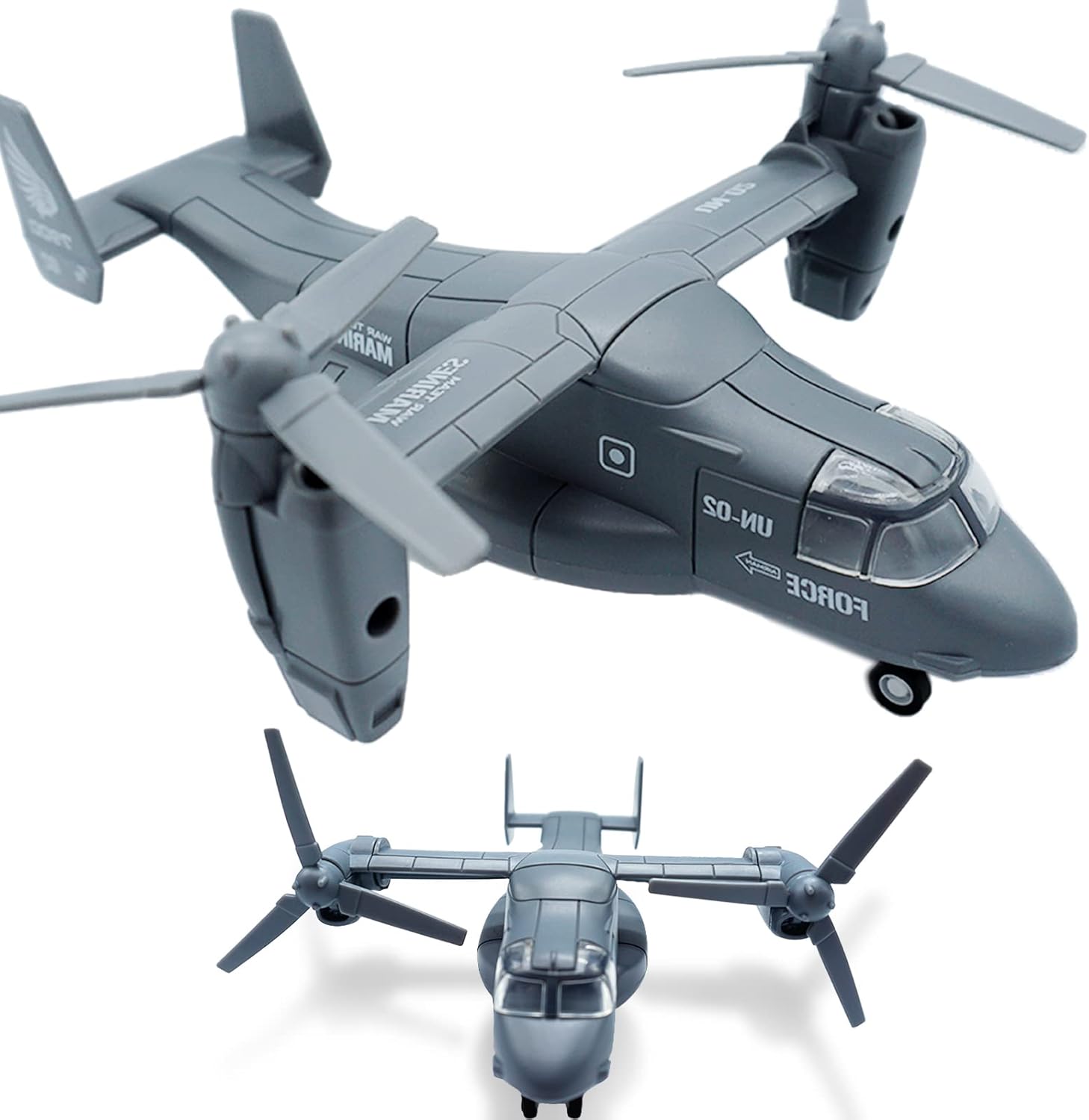 OTONOPI Military Helicopter Toy Marines Force Plane Model Military Transport Aircraft Fighter Jet Die-Cast Metal Pull Back Airplanes with Lights and Sounds for Kids or Collection Pack of 2