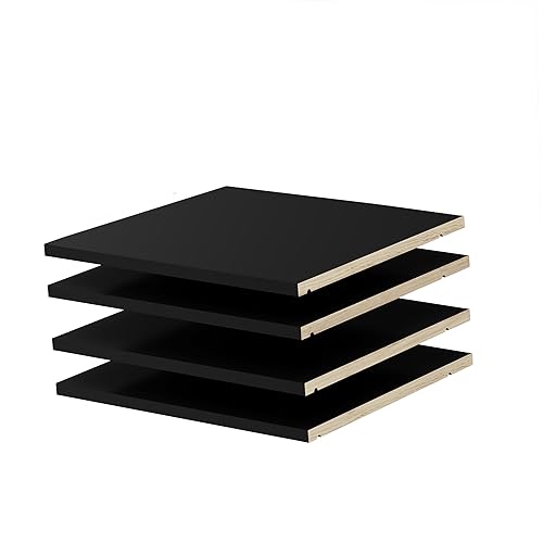 Palace Imports 100% Solid Wood Set of 4 Small Shelves for Kyle Wardrobe/Armoire/Closet ONLY, Java Espresso