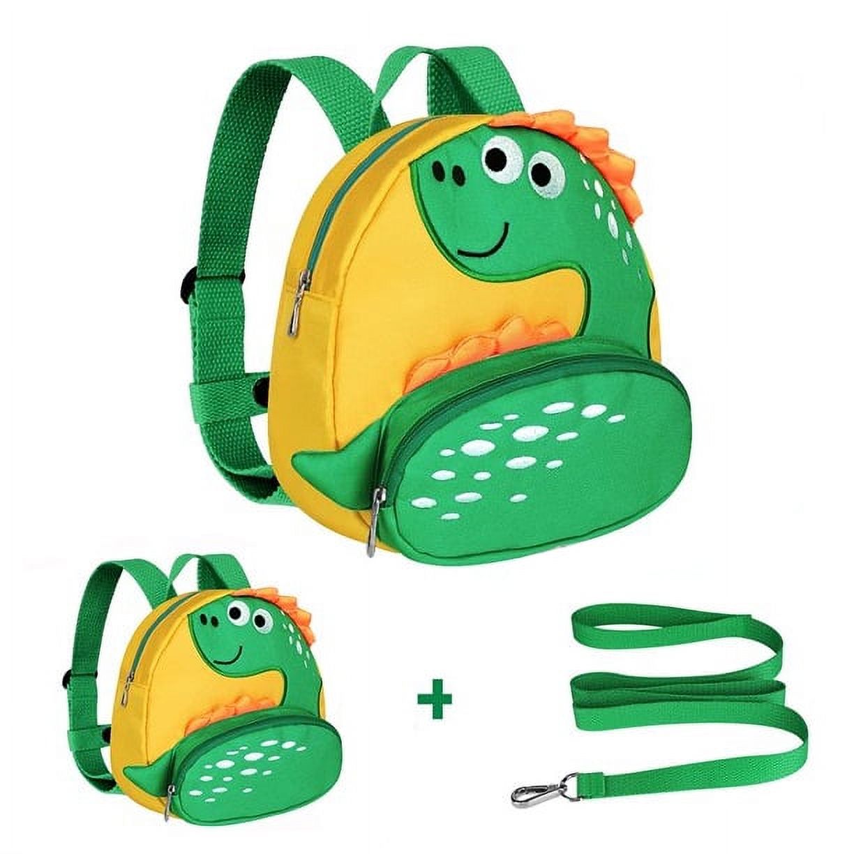 Anti Lost Toddler Backpack ,Dinosaur Backpacks, 4 in 1 Child Harness Leash Walking Wristband (Yellow)