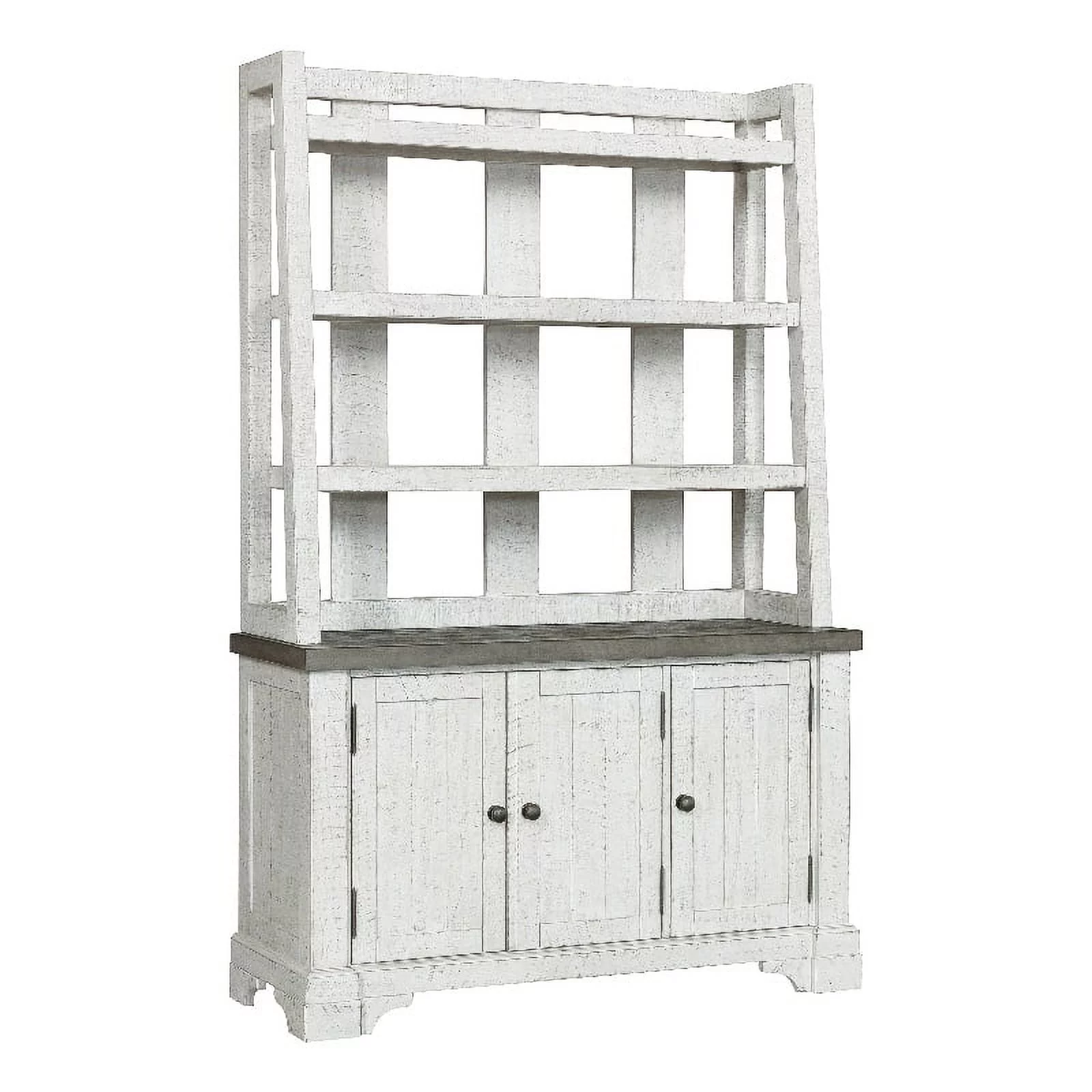 Pemberly Row Modern / Contemporay Credenza with Hutch in White Wood