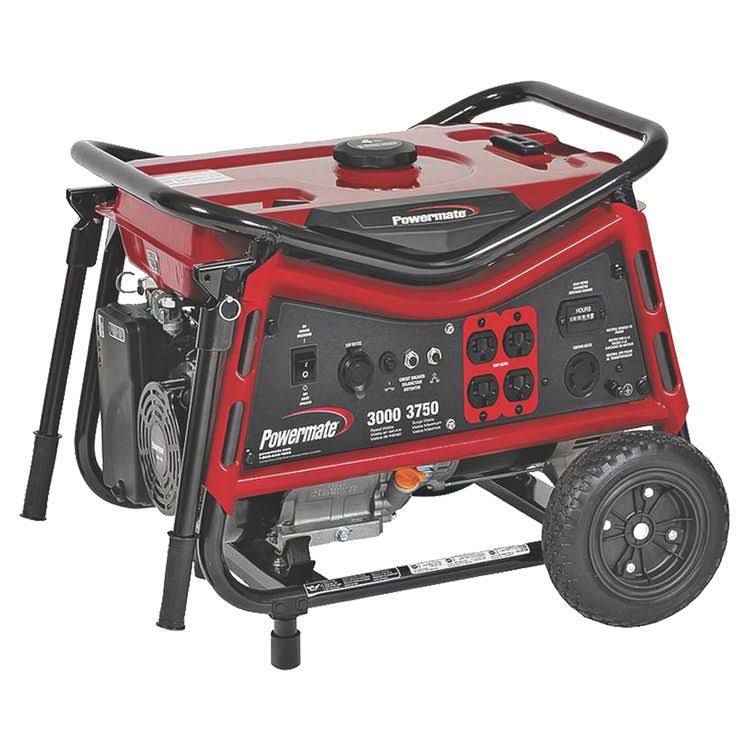 Powermate PM0103007 Portable Generator, 120/240 VAC, 13 A, 3000/3750 W, Overhead Valve