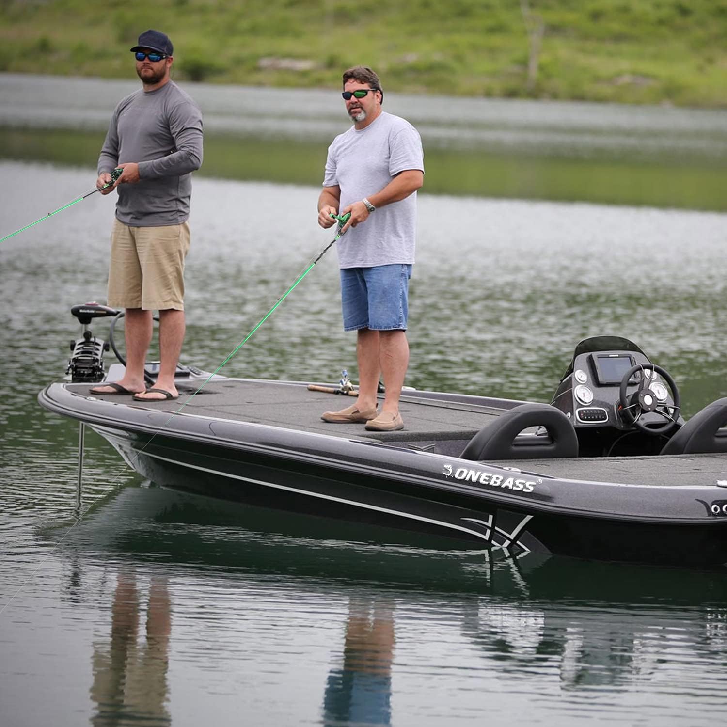 One Bass Fishing Rod and Reel Combo, Medium Fast Baitcasting Combo, 24-Ton Carbon Fiber 2 Pieces Fishing Poles with Baitcaster Reel Super Polymer Handle