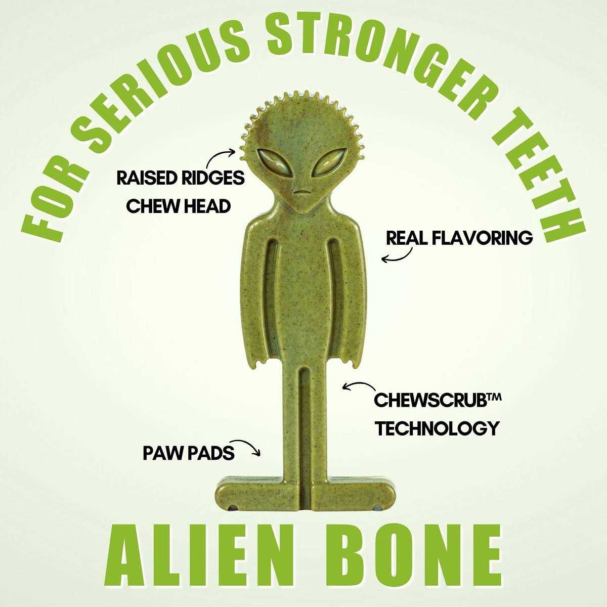 Bullibone Small Alien Bone Dog Chew Toy for Small Dogs With Easy Hold Grips - Pet Supplies online store