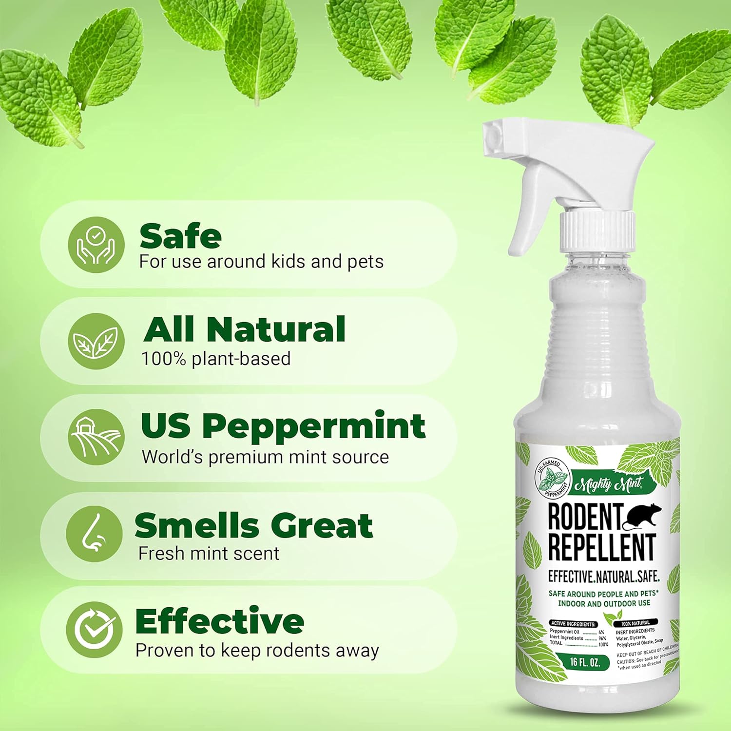 Peppermint Oil Rodent Repellent Spray and Concentrate - Makes 1 Gallon